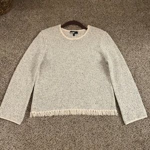 Theory tweed pattern cream/grey sweater